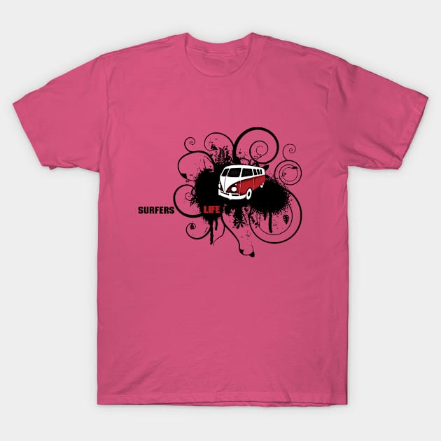 Surfer's Life on Soft Pink T-Shirt by LANStudios